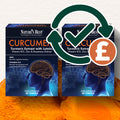 Two boxes of Nature's Best Curcumin supplement with a checkmark and pound sign icon on a white background.