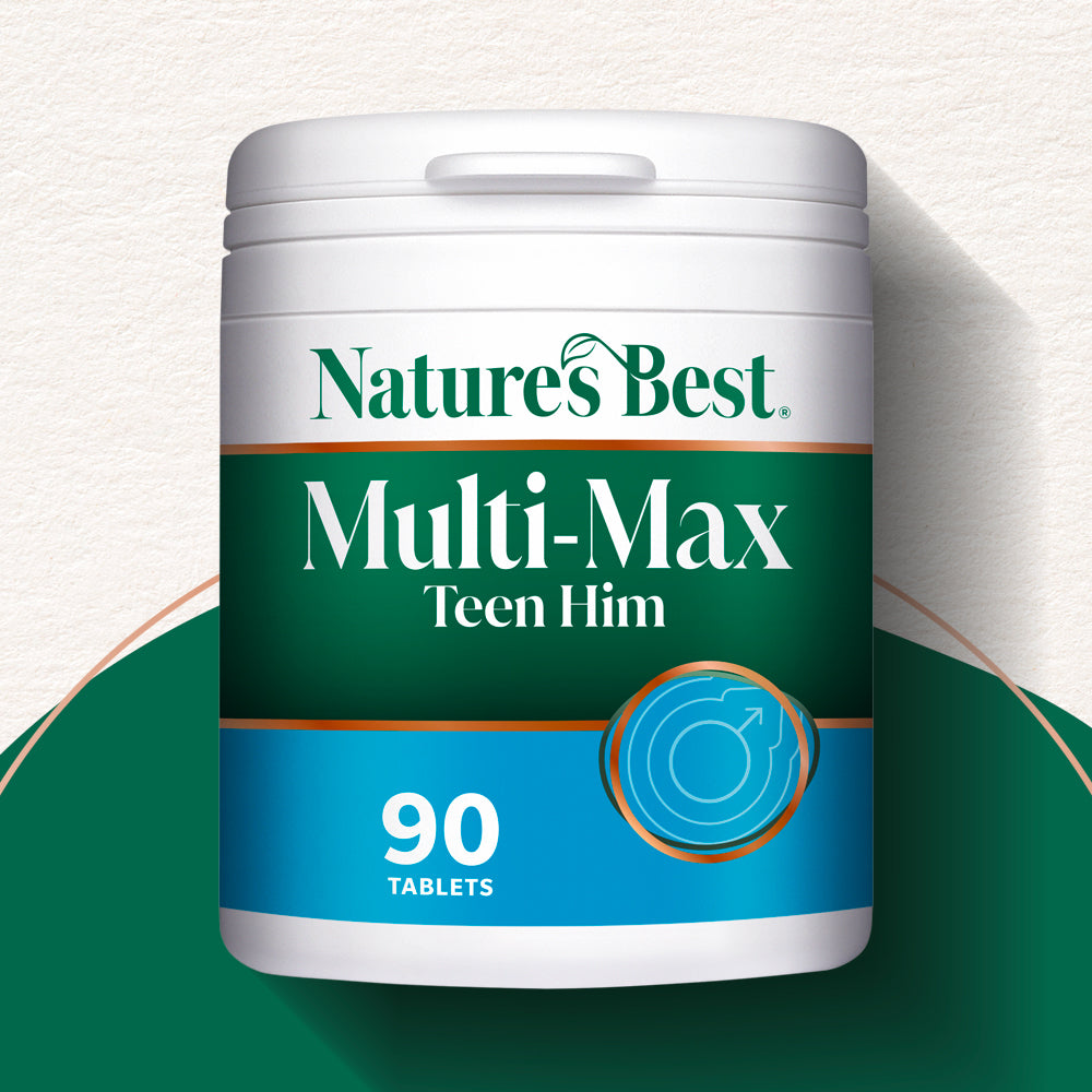 Nature's Best Multi-Max Teen Him supplement container on a white background