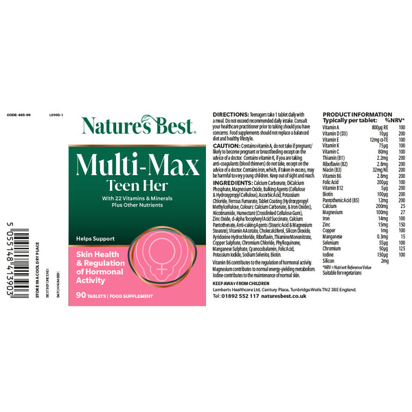 Nature's Best Multi-Max Teen Her supplement packaging on a white background