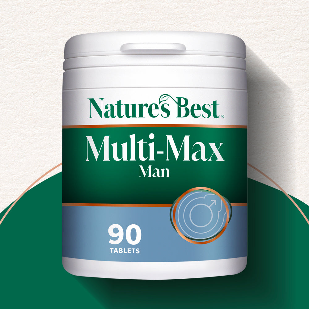 Nature's Best Multi-Max Man supplement container on a white background