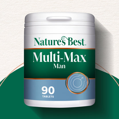 Nature's Best Multi-Max Man supplement container on a white background