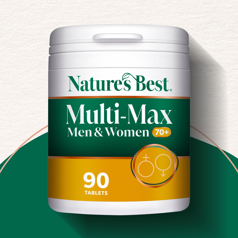 Nature's Best Multi-Max Men & Women 70+ supplement container on a white background