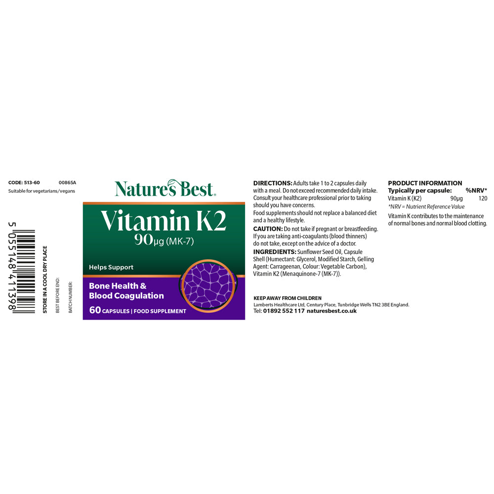 Nature's Best Vitamin K2 supplement packaging on a white background