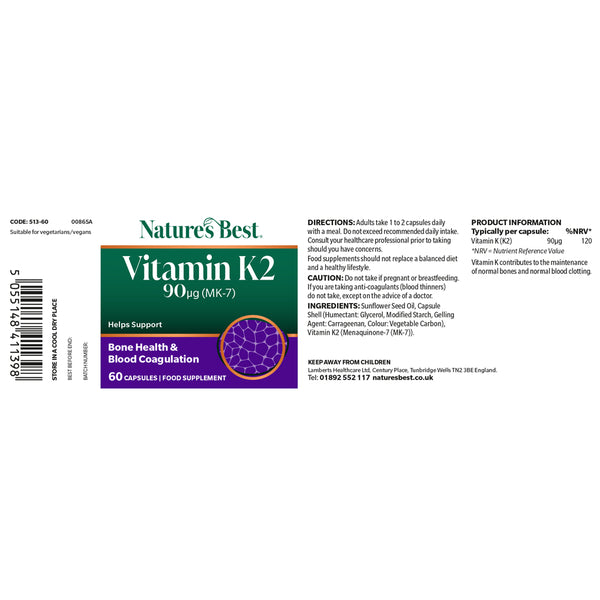 Nature's Best Vitamin K2 supplement packaging on a white background