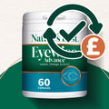 Nature's Best Eye Advance supplement container with a check mark and pound sign icon on a green and white background