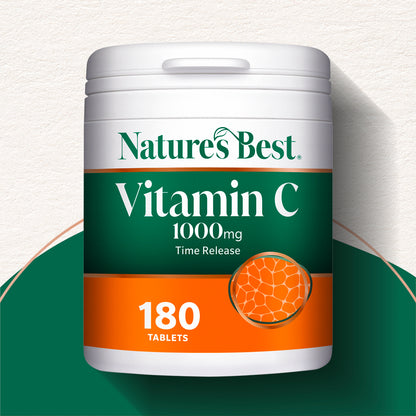 Nature's Best Vitamin C 1000mg Time Release supplement container on a white background