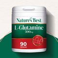 Nature's Best L-Glutamine supplement container on a white background