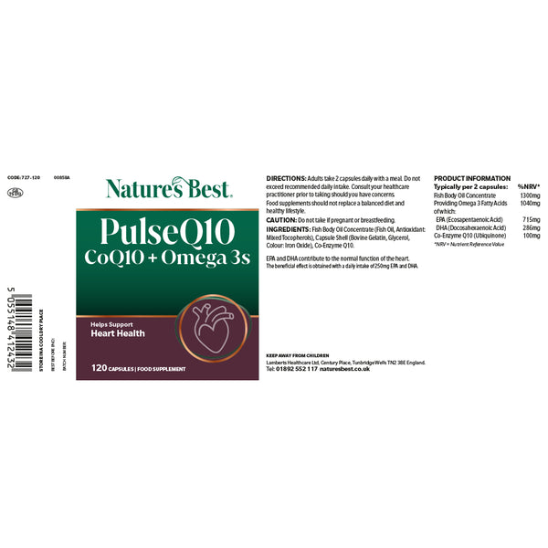 Nature's Best PulseQ10 CoQ10 + Omega 3s supplement packaging on a white background