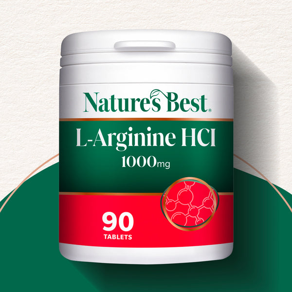 Nature's Best L-Arginine HCI 1000mg supplement container on a white background