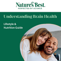 Cover of 'Understanding Brain Health' guide by Nature's Best with a couple smiling outdoors.