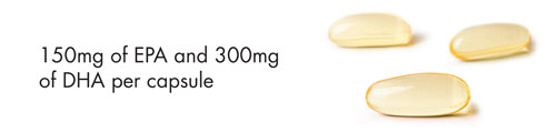 150mg of EPA and 300mg of DHA per capsule.