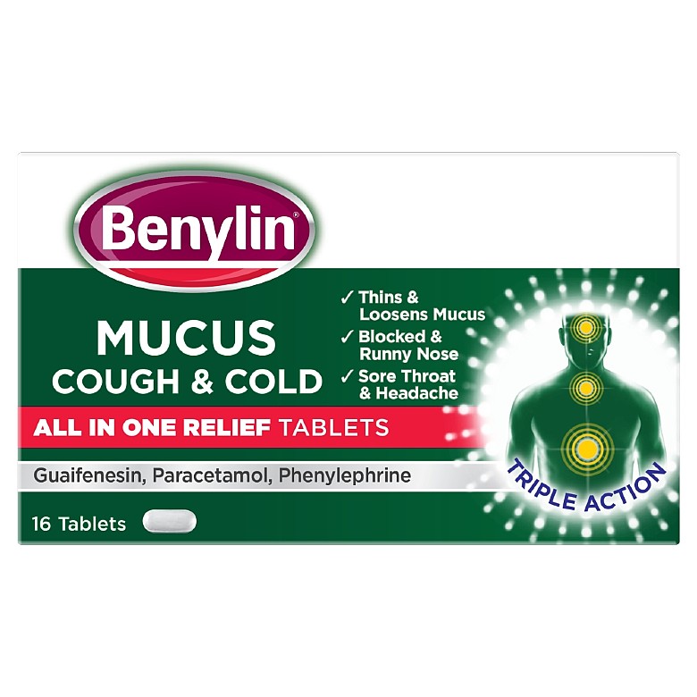 Benylin Mucus Cough & Cold All In One Relief Tablets 16