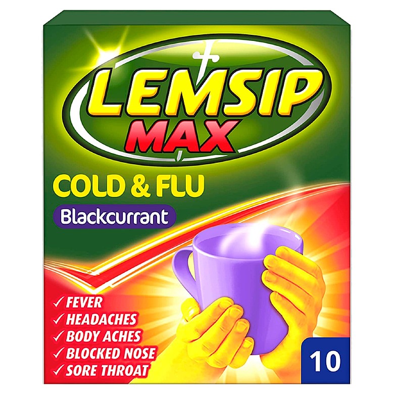 Lemsip Max Cold & Flu Blackcurrant Sachets 10