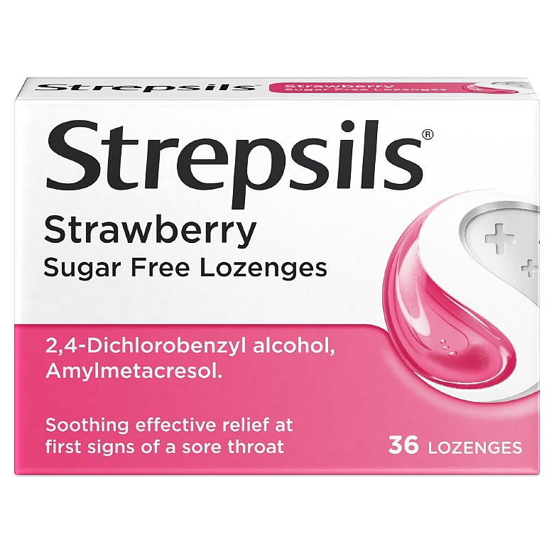 Strepsils Strawberry Sugar Free Lozenges 36