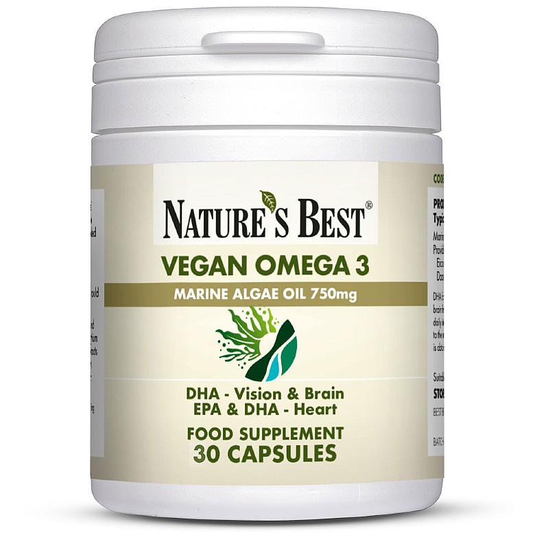 Vegan Omega 3 Capsules, Dha & Epa For Vision, Brain & Heart Health 60 Capsules